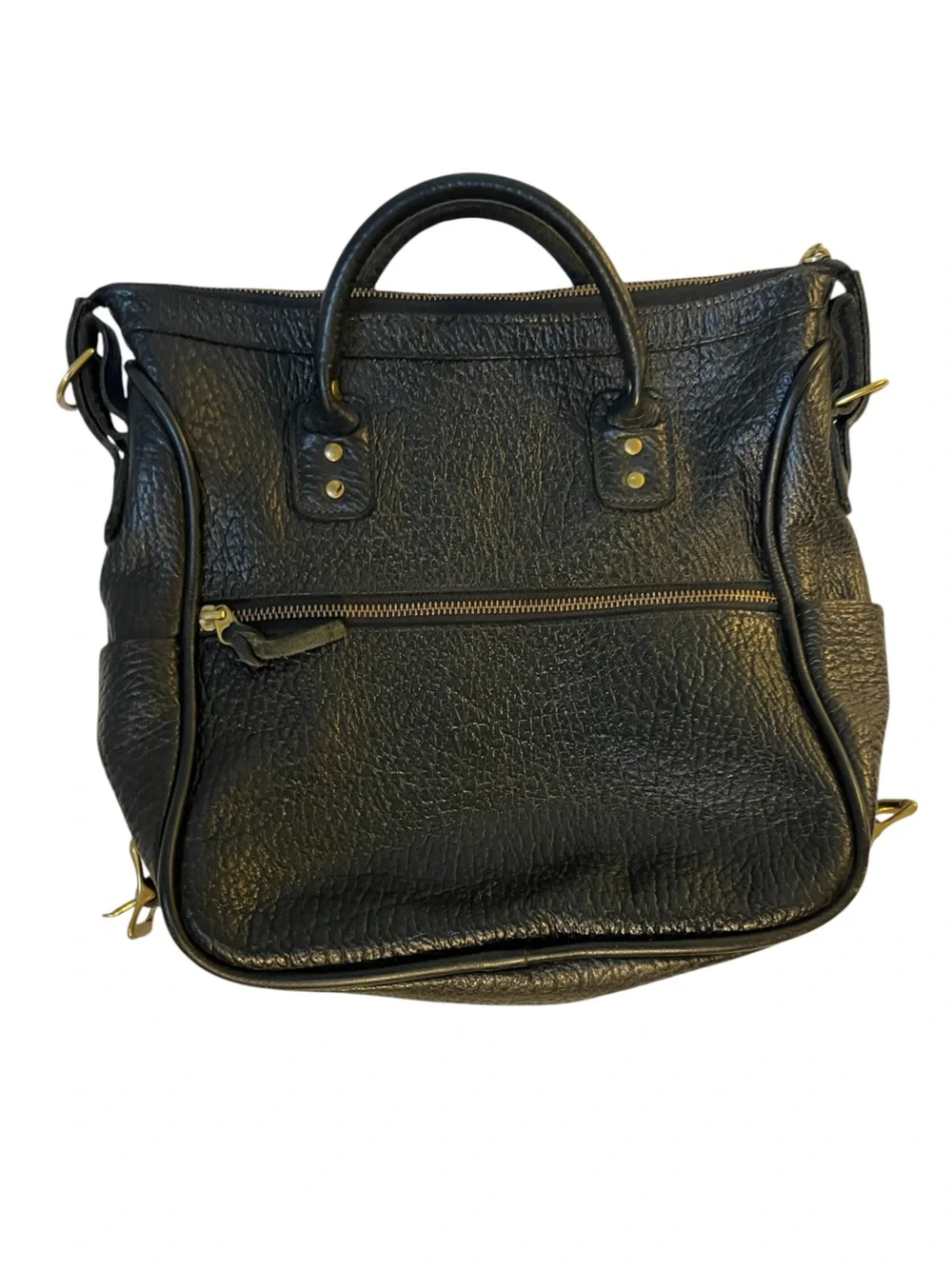 JW Hulme black pebbled leather handbag made in the USA